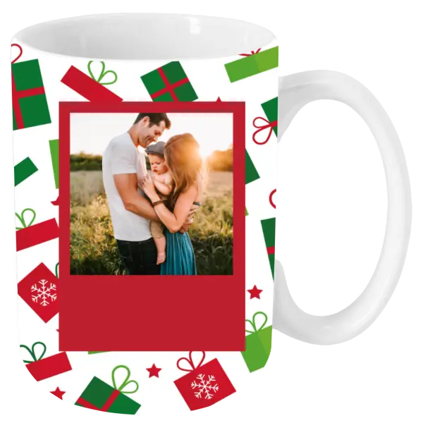 Vianočný hrnček Zelené a červené vianočné darčeky