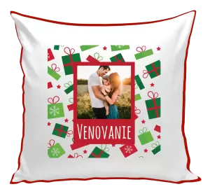 Vianočný vankúš Zelené a červené vianočné darčeky