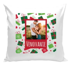 Vianočný vankúš Zelené a červené vianočné darčeky