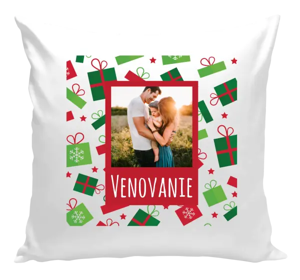 Vianočný vankúš Zelené a červené vianočné darčeky