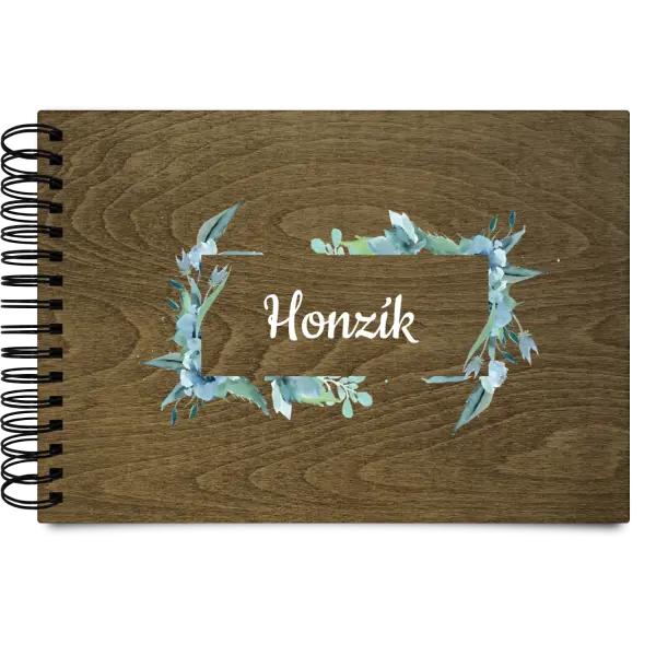 Drevený album s krúžkovou väzbou Zelené lístočky s menom