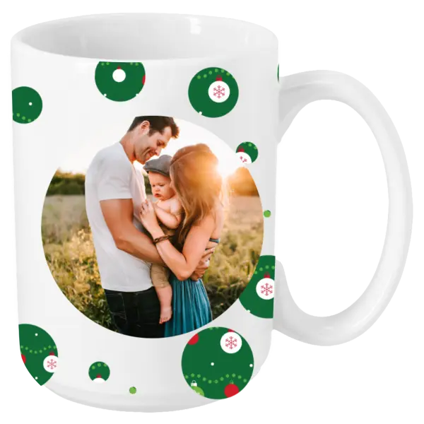 Vianočný hrnček Zelené vianočné ozdoby