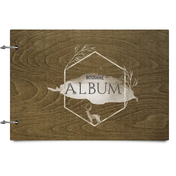 Drevený album so sponami Zlatý jeleň v šesťuholníku