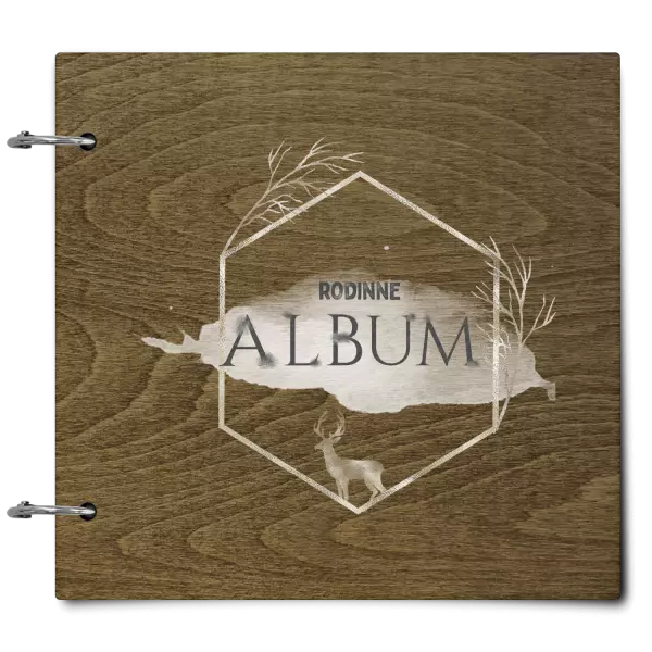 Drevený album so sponami Zlatý jeleň v šesťuholníku