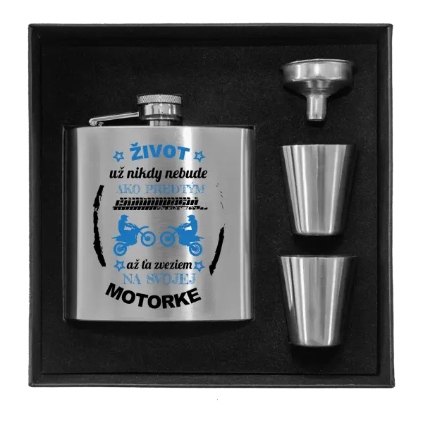 Ploskačka v krabičke Život už nikdy nebude ako predtým, až ťa zveziem na svojej motorke