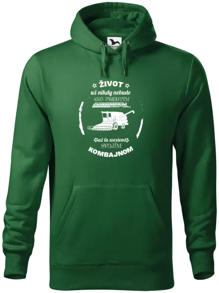 Pánska mikina Život už nebude ako predtým, až ťa zveziem svojím kombajnom,