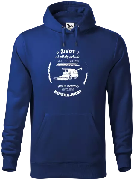 Pánska mikina Život už nebude ako predtým, až ťa zveziem svojím kombajnom,