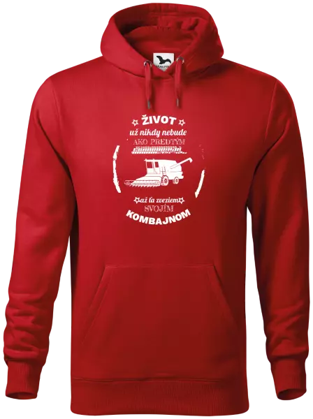 Pánska mikina Život už nebude ako predtým, až ťa zveziem svojím kombajnom,
