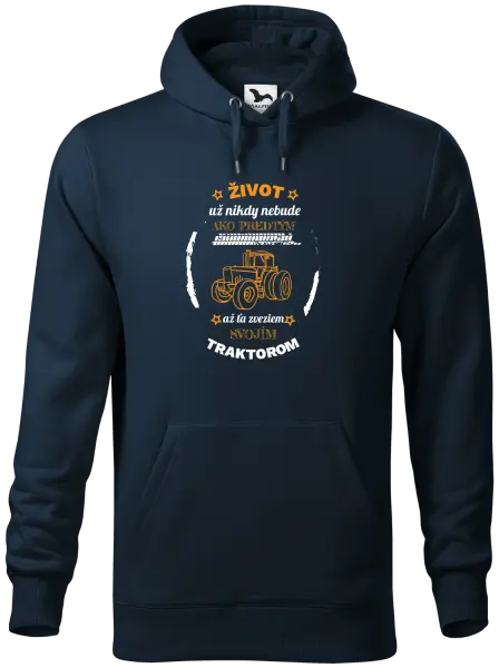 Pánska mikina Život už nebude ako predtým, až ťa zveziem svojim traktorom