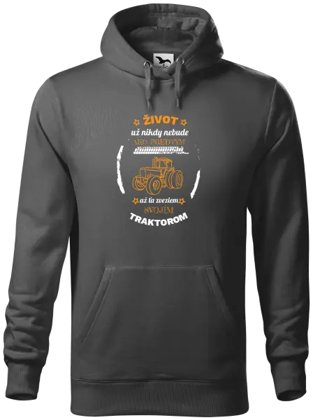 Pánska mikina Život už nebude ako predtým, až ťa zveziem svojim traktorom