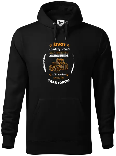 Pánska mikina Život už nebude ako predtým, až ťa zveziem svojim traktorom