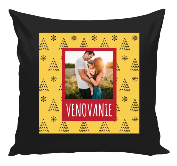 Vianočný vankúš Žlté pozadie so stromčekmi