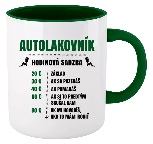 Hrnček  Hodinová sadzba - autolakovník