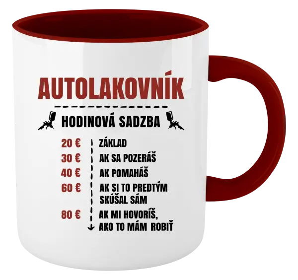 Hrnček  Hodinová sadzba - autolakovník