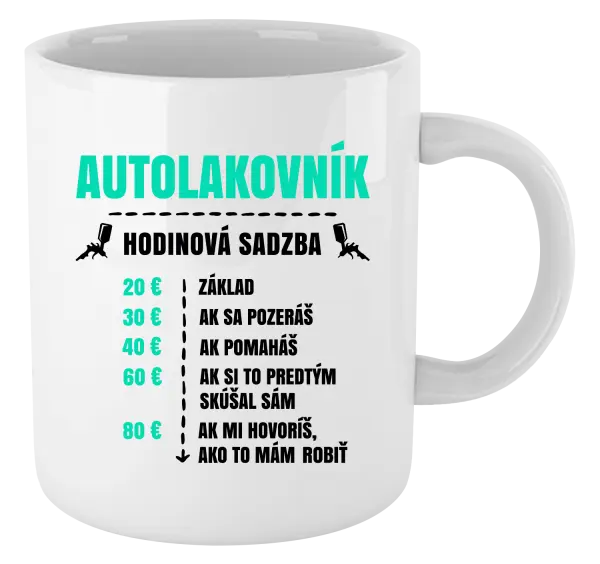 Hrnček Hodinová sadzba - autolakovník