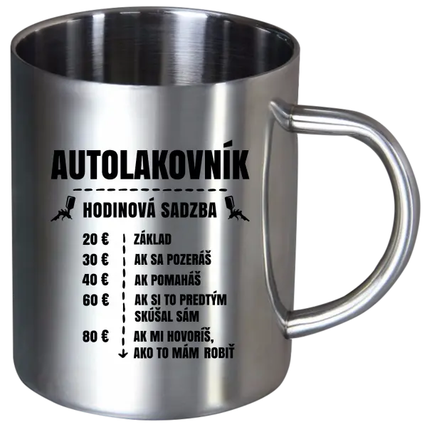 Nerezový hrnček Hodinová sadzba - autolakovník