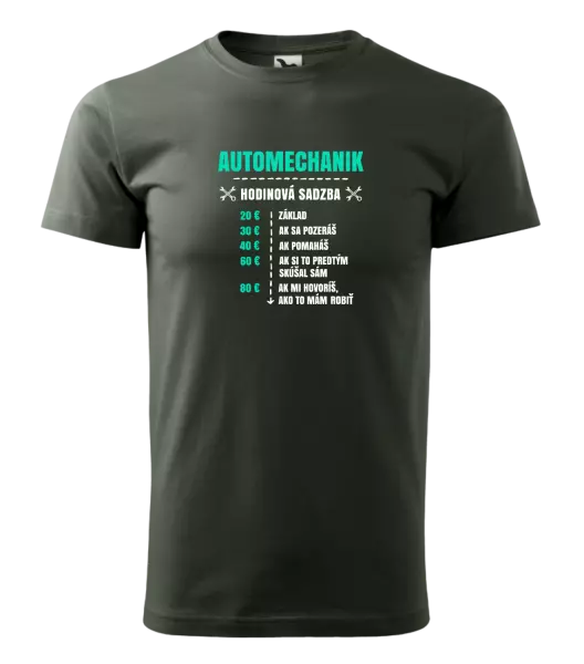 Pánske tričko Hodinová sadzba - automechanik