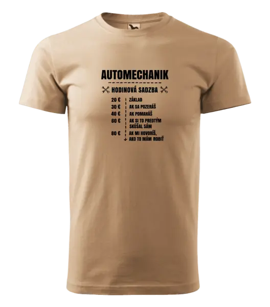 Pánske tričko Hodinová sadzba - automechanik