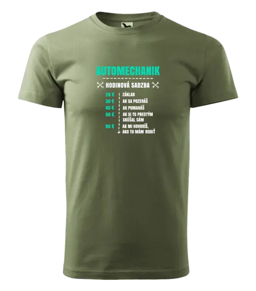 Pánske tričko Hodinová sadzba - automechanik