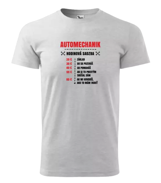 Pánske tričko Hodinová sadzba - automechanik