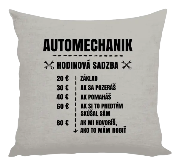 Vankúš Hodinová sadzba - automechanik
