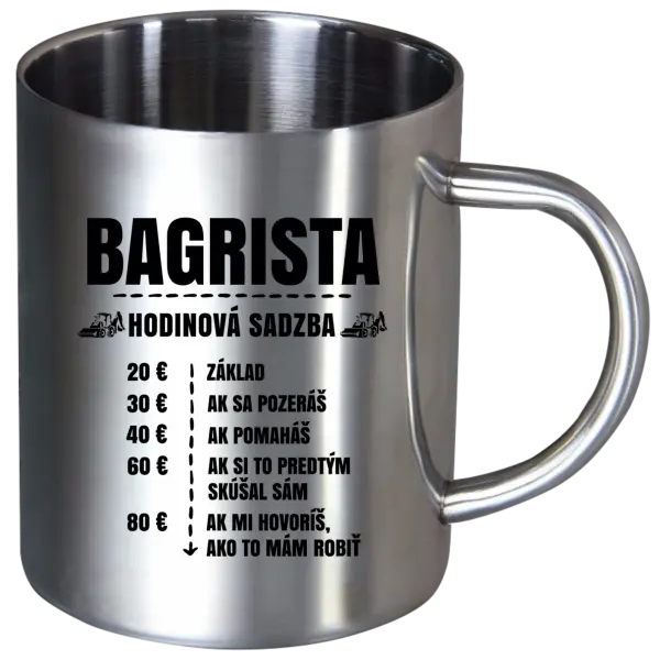 Nerezový hrnček Hodinová sadzba - bagrista