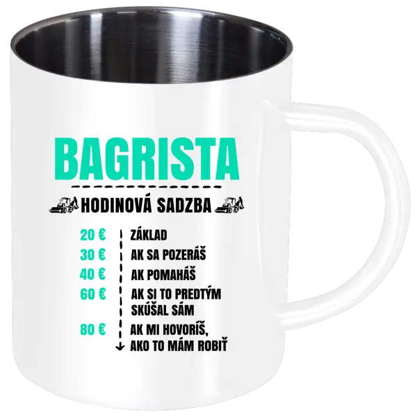 Nerezový hrnček Hodinová sadzba - bagrista