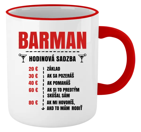 Hrnček Hodinová sadzba - barman