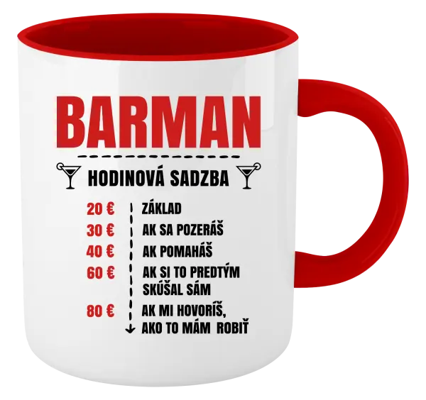 Hrnček  Hodinová sadzba - barman