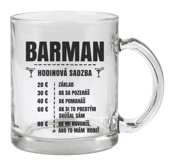 Hrnček Hodinová sadzba - barman