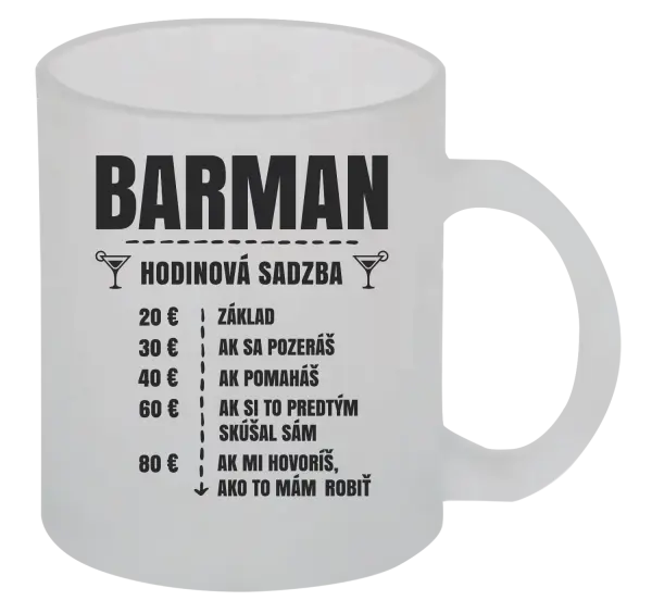 Hrnček Hodinová sadzba - barman