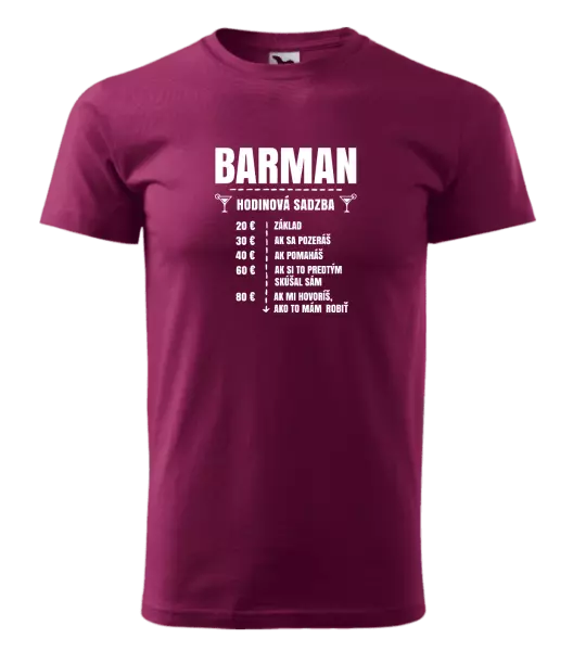 Pánske tričko Hodinová sadzba - barman