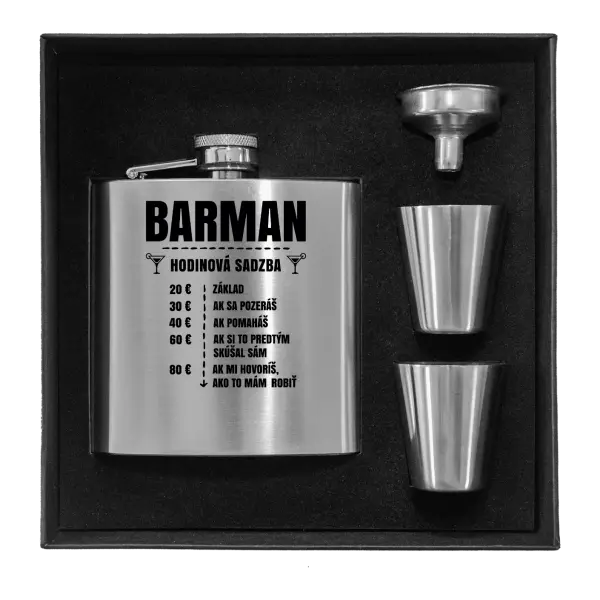 Ploskačka v krabičke Hodinová sadzba - barman