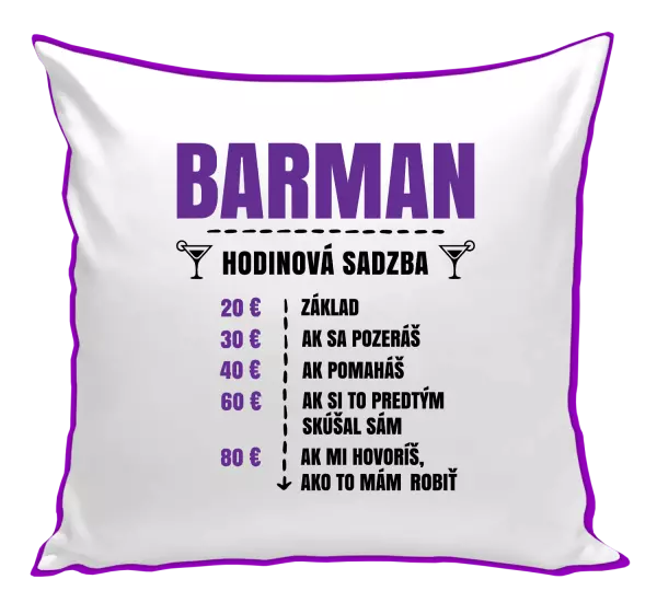 Vankúš Hodinová sadzba - barman