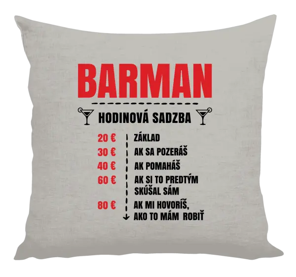 Vankúš Hodinová sadzba - barman