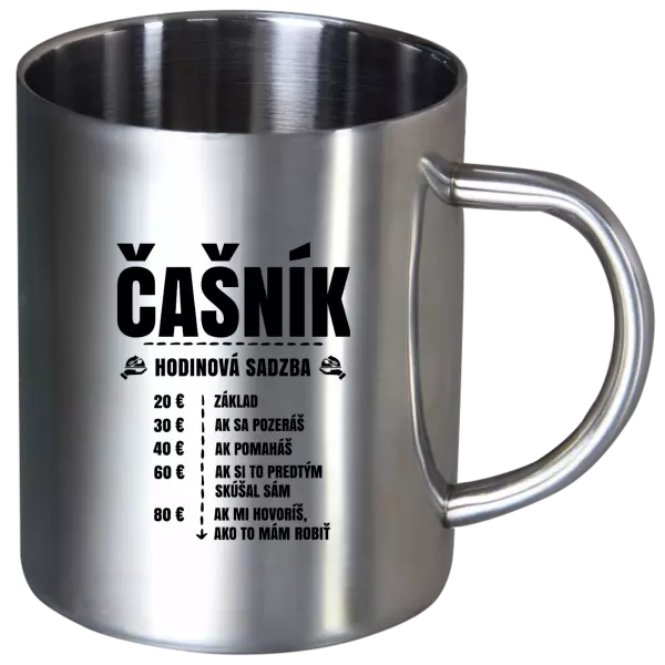 Nerezový hrnček Hodinová sadzba - čašník