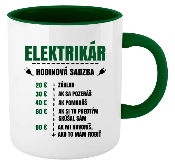 Hrnček  Hodinová sadzba - elektrikár