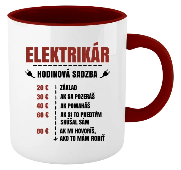Hrnček  Hodinová sadzba - elektrikár