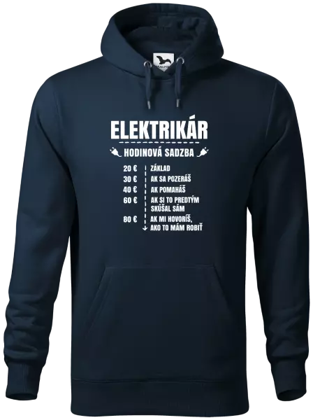 Pánska mikina Hodinová sadzba - elektrikár