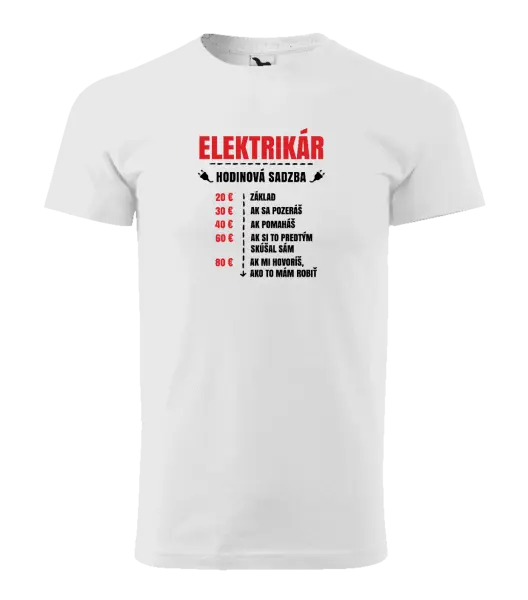 Pánske tričko Hodinová sadzba - elektrikár