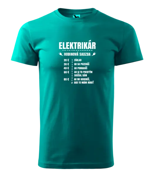 Pánske tričko Hodinová sadzba - elektrikár