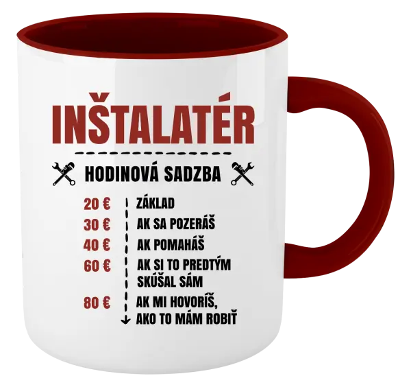 Hrnček  Hodinová sadzba - inštalatér
