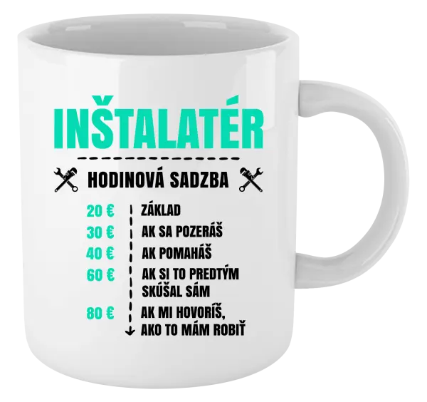 Hrnček Hodinová sadzba - inštalatér
