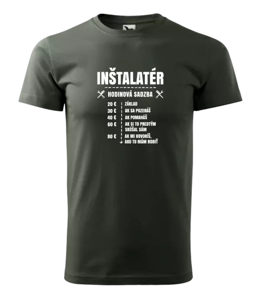 Pánske tričko Hodinová sadzba - inštalatér