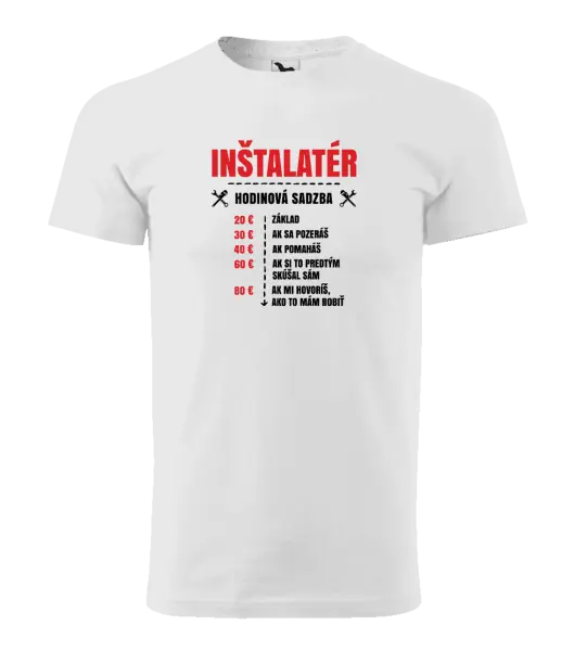 Pánske tričko Hodinová sadzba - inštalatér