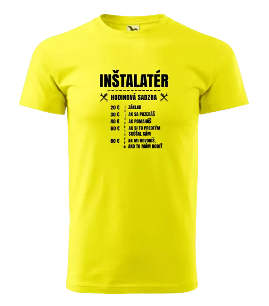 Pánske tričko Hodinová sadzba - inštalatér
