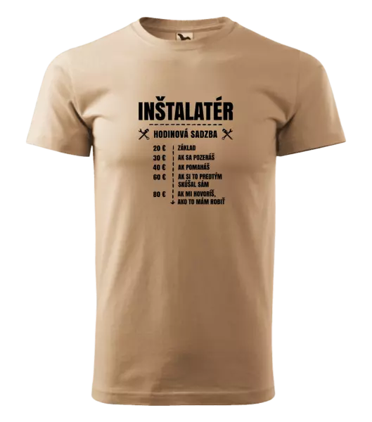 Pánske tričko Hodinová sadzba - inštalatér