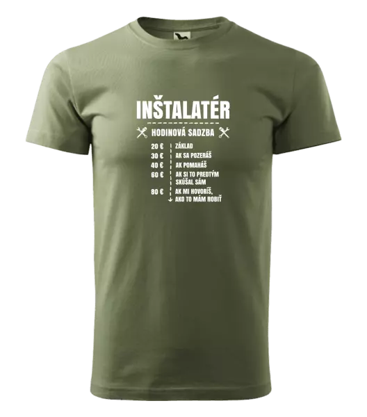 Pánske tričko Hodinová sadzba - inštalatér