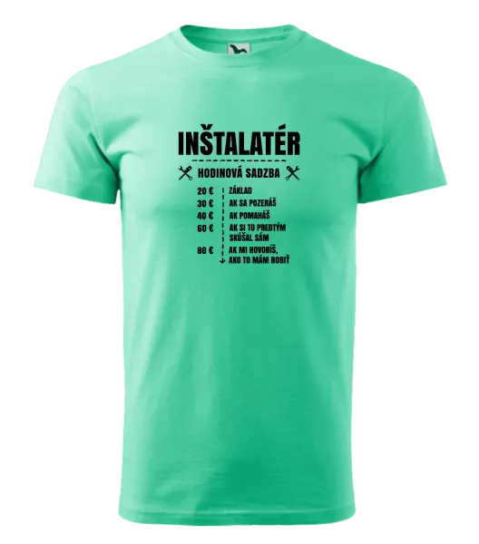 Pánske tričko Hodinová sadzba - inštalatér