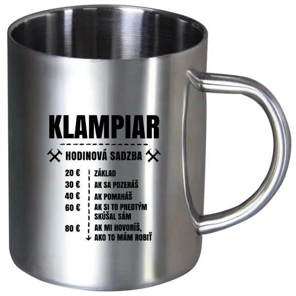 Nerezový hrnček Hodinová sadzba - klampiar